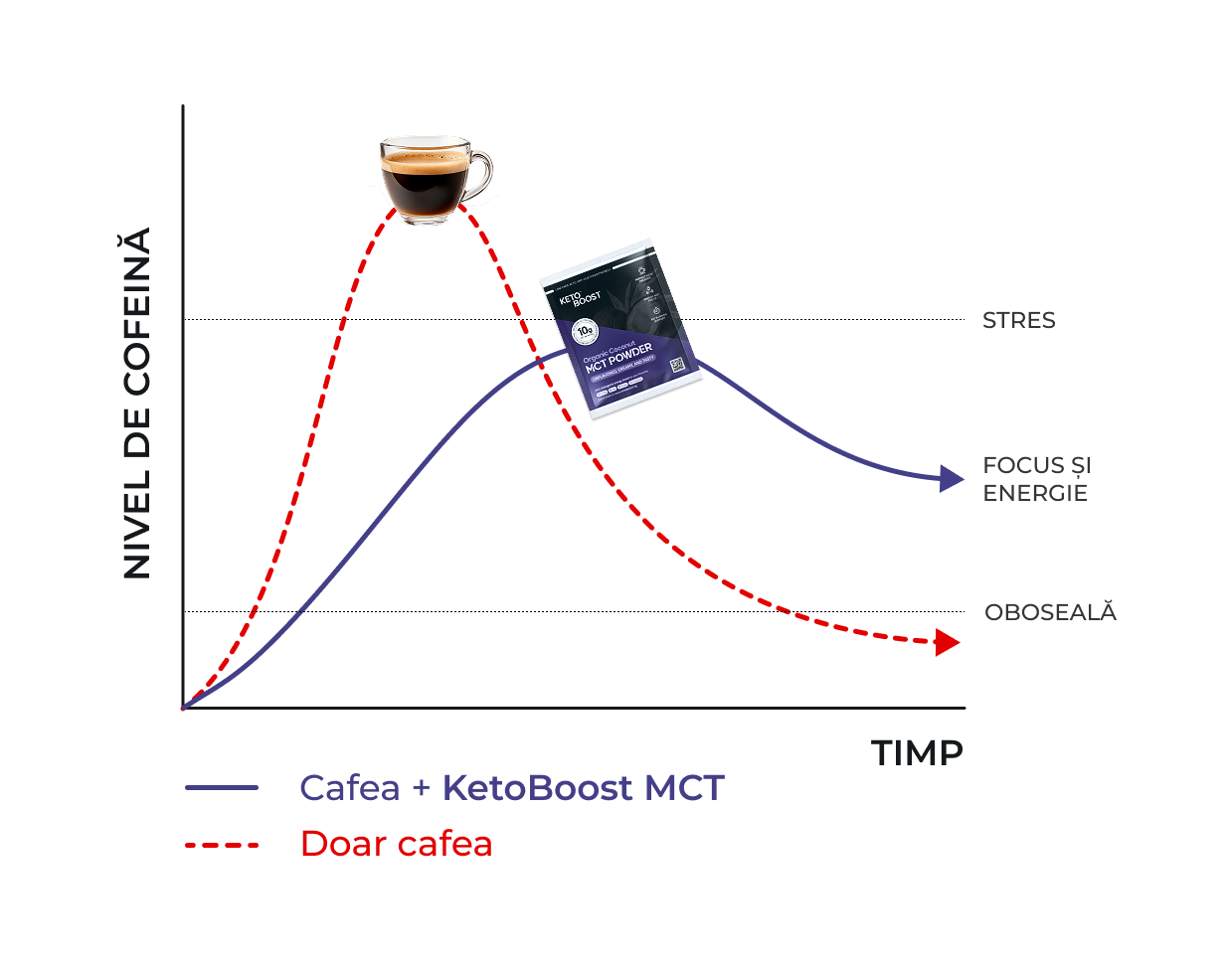 Pudră de ulei MCT organic KetoBoost - cutie 10 x 16g.